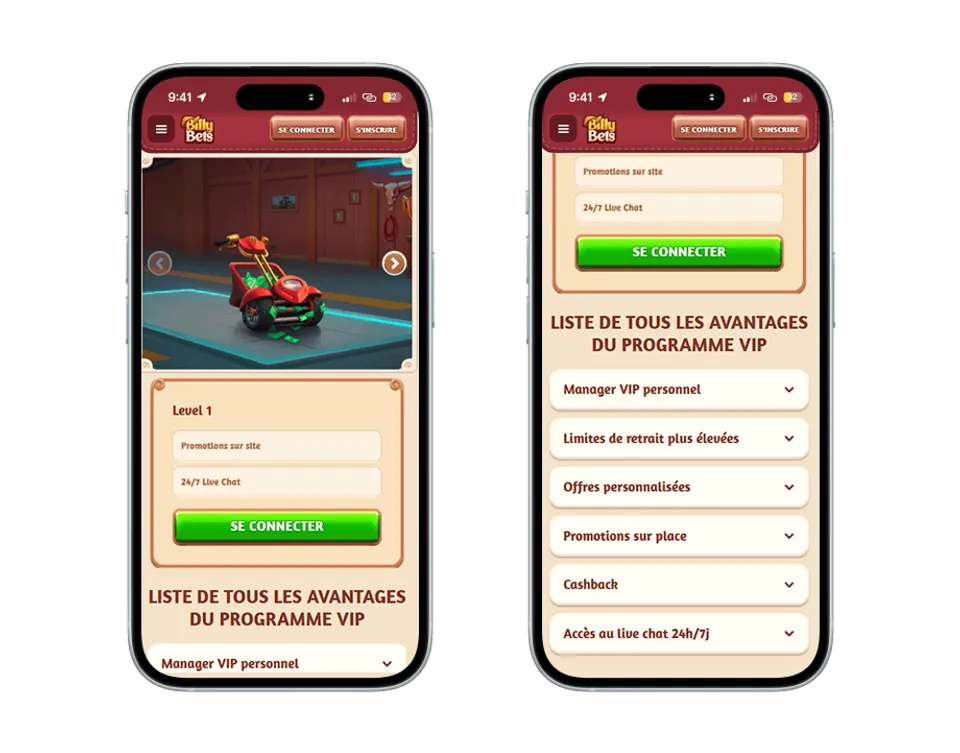Les niveaux du programme VIP BillyBets et ses avantages